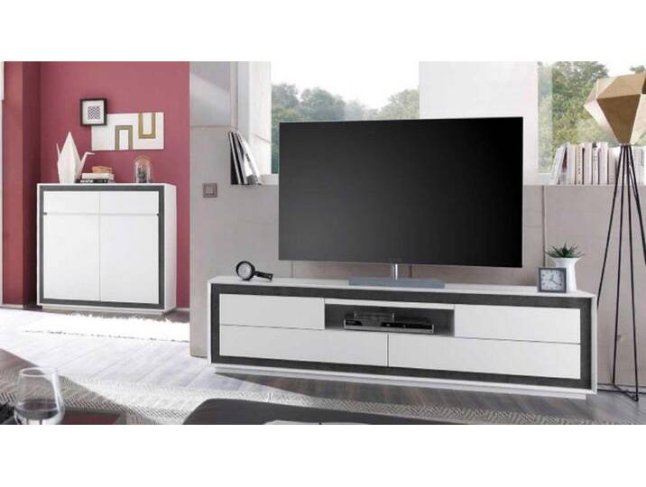 MCA living Lowboard Lowboard Durban weiß Lack matt 4 Schubkästen Beton Dekor von MCA-furniture