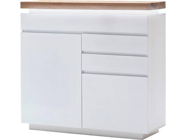 Sideboard MCA FURNITURE Romina , weiß (weiß matt), B:120cm H:114cm T:40cm, MDF, Massivholz, Sideboards, mit LED Beleuchtung weiß dimmbar, inkl. Fernbedienung von MCA-furniture