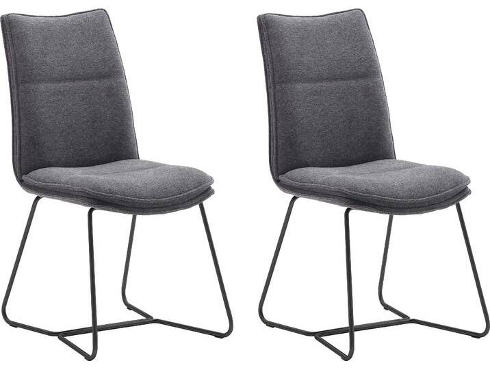 Stuhl MCA FURNITURE Hampton , grau (anthrazit, schwarz matt lackiert), B:48cm H:94cm T:65cm, Stühle, Kufenstuhl Esszimmerstuhl, 2er Set, mit Griff, Belastbarkeit 120 Kg, Sitzhöhe ca. 49 cm von MCA-furniture