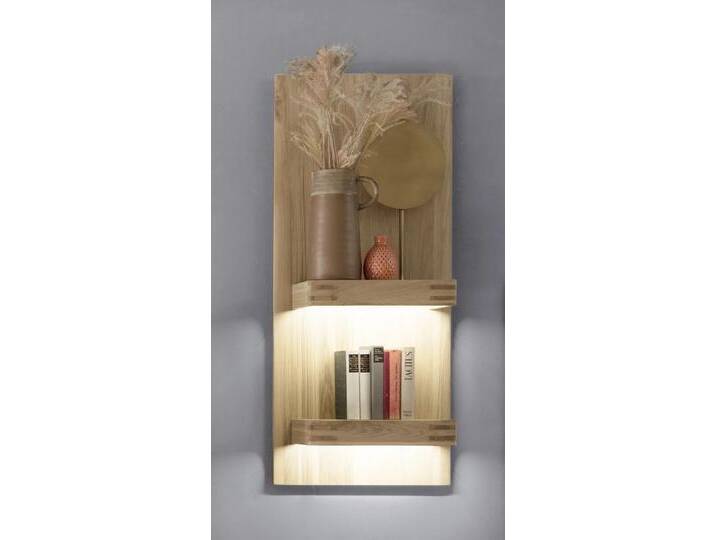Wandregal Salvador Eiche Bianco mit 2er Set LED Beleuchtung 30 cm von MCA-furniture