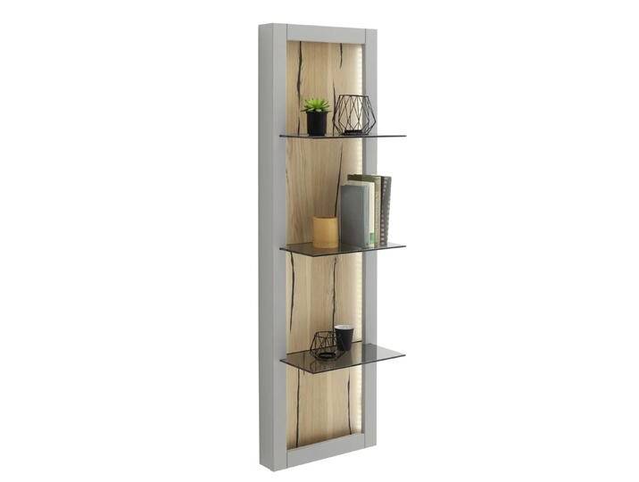 Wandregal Sevilla Arktis grau LED Beleuchtung mit 2er Set LED Band 125 cm von MCA-furniture