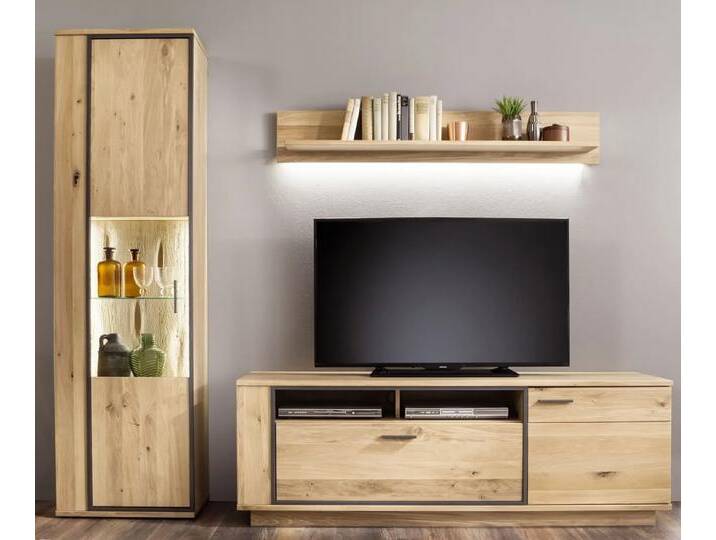 Wohnwand Anbauwand 3 Campinas Eiche Bianco massiv 3-teilig LED Beleuchtung Wohnwand Anbauwand 3 Campinas Eiche Bianco massiv 3-teilig LED Beleuchtung von MCA-furniture