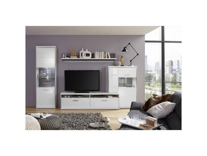 Wohnwand Trento 3 weiß Hochglanz 4-teilig LED Beleuchtung von MCA-furniture