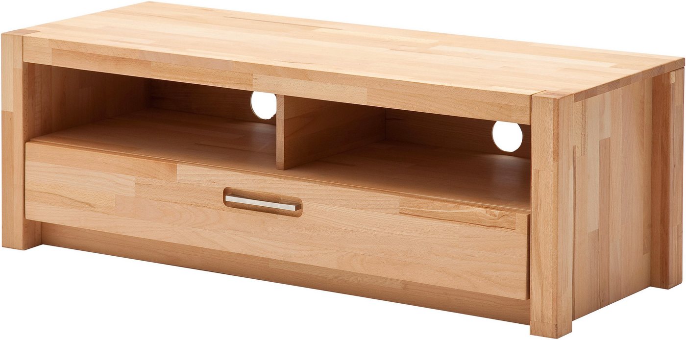 MCA living Lowboard Fenja TV-Element, Kommode,TV-Möbel,Breite 125 cm (Set, 1 St., 1 Stück), Massivholz, 1 Schubkasten, 2 offene Fächer, maximale TV-Größe 50 Zoll von MCA living