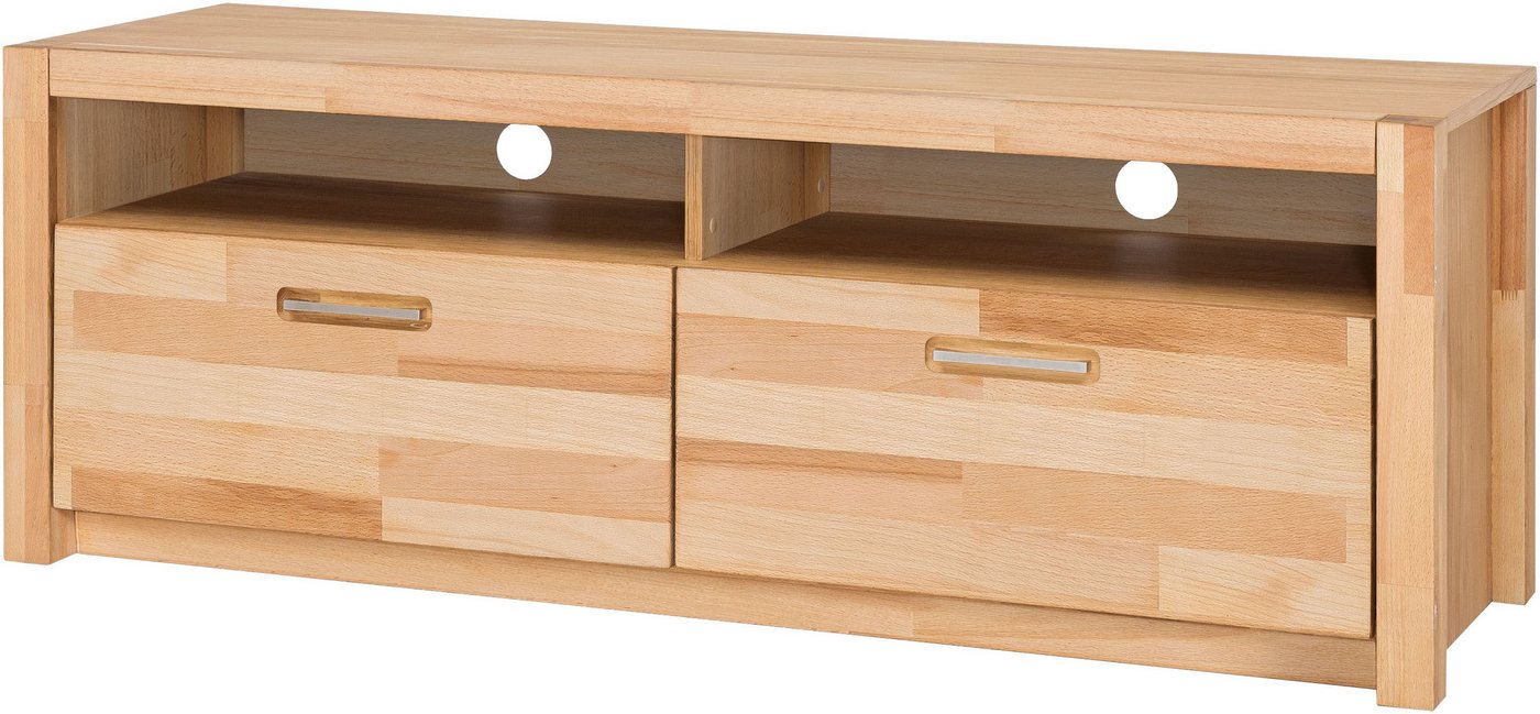 MCA living Lowboard Fenja TV-Element, Kommode,TV-Möbel,Breite 155 cm (Set, 1 St., 1 Stück), Massivholz, 2 Schubkästen, 2 offene Fächer, maximale TV-Größe 60 Zoll von MCA living