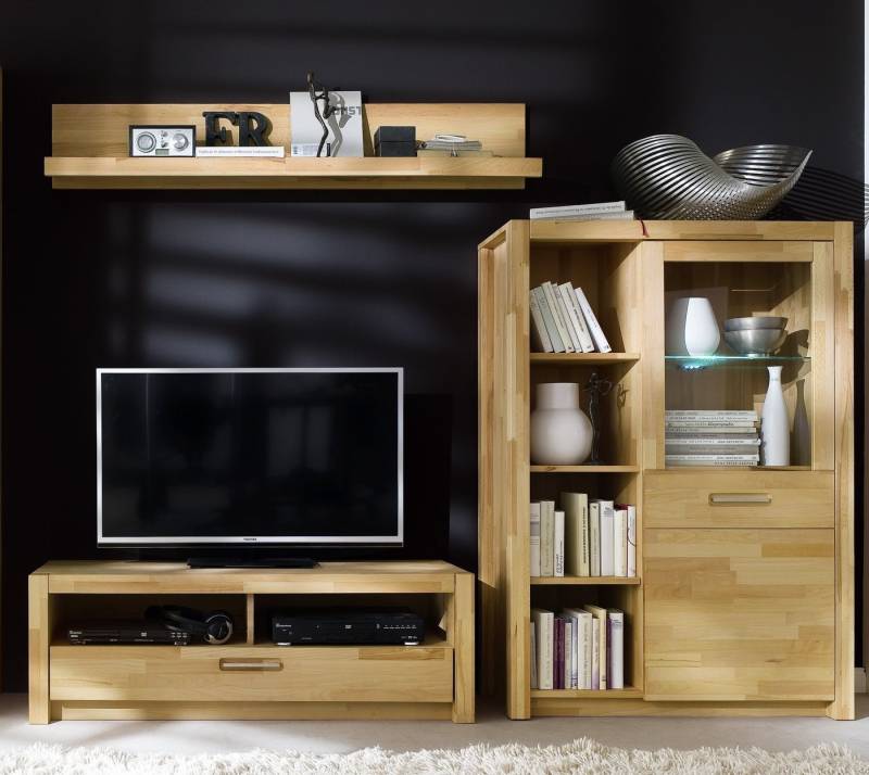 MCA living Wohnwand (3-teilig) in Kernbuche massiv - 243x175x46 (BxHxT), (3-teilig) von MCA living