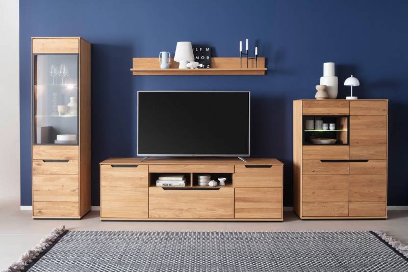 MCA living Wohnwand Araya Wohnkombination II, (Komplett-Set, 4-St., optional: Glaskantenbeleuchtung), Schubkästen/ Türen gedämpft von MCA living