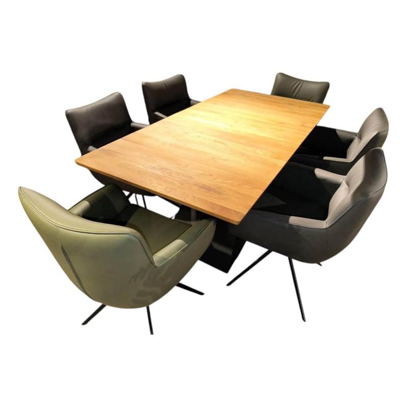 Essgruppe Paritta Limone 2 Stühle Leder Anthrazit Und Olive Grün Tisch Balkeneic... von MCA