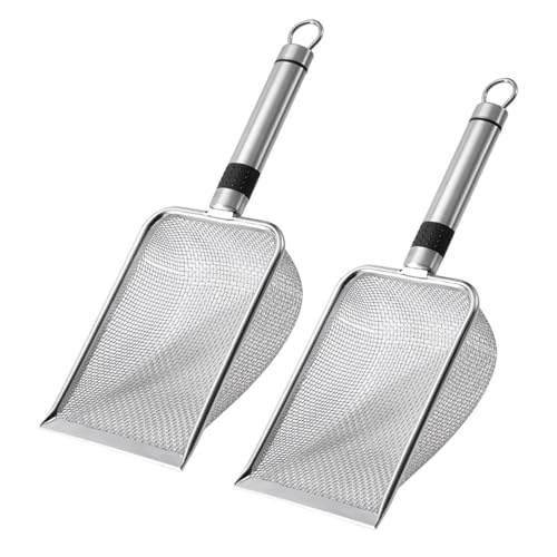 MCAOAL 2pcs Haustierabfälle Schaufel Long Edelstahl Metallstreu Filter Müll Sandschugel PETREINIGKEIT Garten GARTENGESTE von MCAOAL