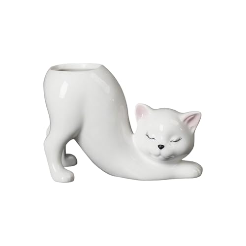 MCAOAL Kätzchen Pflanzenbehälter Blumenpot Gartenbehälter Keramik Fleischiger Pflanzerhalter Für Home Office Schreibtisch Ornament Dekorative Kätzchen Schwanztopf von MCAOAL