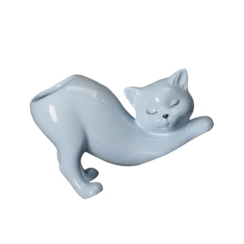 MCAOAL Kätzchen Pflanzenbehälter Blumenpot Gartenbehälter Keramik Fleischiger Pflanzerhalter Für Home Office Schreibtisch Ornament Dekorative Kätzchen Schwanztopf von MCAOAL