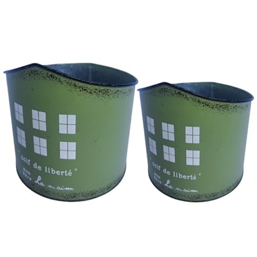 MCAOAL Outdoor Metallblumentöpfe Set Aus 2 Verrosteten Eisenbehältern Für Balkon Kultivierende Antiquitätendesign Mit Schutzschicht Freien Pflanzentöpfe von MCAOAL