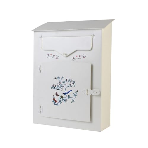 Vintage Metall Mailbox Mit Vogelmotiven Design Wetterbeständiges Eisenkonstruktion Große Kapazität Für Hausgarten Freien Geräumige Wetterfeste Briefkasten Freien von MCAOAL