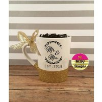 Hochzeit Tassenmr. Und Frau Est. Glitzer Becherhochzeitsgeschenkebraut Dusche Geschenk von MCBGDesigns