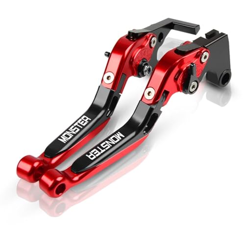 Für Ducati 797 Monster 2017 2018 797MONSTER Motorrad Zubehör Ausziehbare Brems- Und Kupplungshebel, Verstellbarer Handlenkergriff(Red3) von MCBXTH
