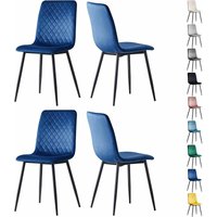 Esszimmerstühle lexi im 4er Set, mit Samtbezug & Metallbeinen, Designstuhl, Blau von MCC DIRECT