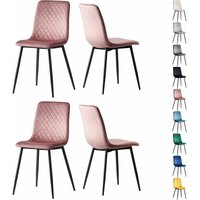 Esszimmerstühle lexi im 4er Set, mit Samtbezug & Metallbeinen, Designstuhl, Rosa von MCC DIRECT