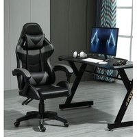MCC Drehbarer Gaming-Stuhl, Kunstleder, Heimbürostuhl, Schreibtischstuhl, mit Kippfunktion, Modell A, Grau MCC Drehbarer Gaming-Stuhl, Kunstleder, Heimbürostuhl, Schreibtischstuhl, mit Kippfunktion, Modell A, Grau von MCC DIRECT