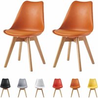 MCC Retro Esszimmerstühle EVA, gepolstert, Kunstleder,Design Stuhl, Küche, Lounge, 2er Set in Orange von MCC DIRECT