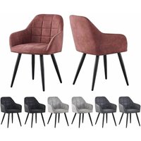 MCCDirect Esszimmerstuhl Adrian im 2er Set aus Kunstvelourleder mit Metallbeinen, Designerstuhl, Küchenstuhl, in 4 Farben erhältlich (Altrosa) von MCC DIRECT