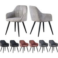 MCCDirect Esszimmerstuhl Adrian im 2er Set aus Kunstvelourleder mit Metallbeinen, Designerstuhl, Küchenstuhl, in 4 Farben erhältlich (Hellgrau) von MCC DIRECT