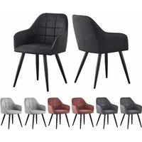 MCCDirect Esszimmerstuhl Adrian im 2er Set aus Kunstvelourleder mit Metallbeinen, Designerstuhl, Küchenstuhl, in 4 Farben erhältlich (Schwarz) von MCC DIRECT