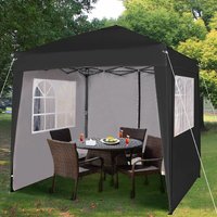 Mcc® 2x2 Meter Pavillon, Gartenpavillon, Faltpavillon, Festzelt, Partyzelt, mit 4 Abnehmbaren Seitenteilen, Schwarz von MCC DIRECT