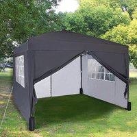 3x3 Meter Faltpavillon in Grau mit 4 abnehmbaren Seiten von MCC DIRECT