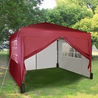 3x3 Meter Faltpavillon in Rot mit 4 abnehmbaren Seiten von MCC DIRECT