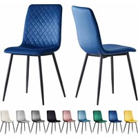 Esszimmerstühle lexi im 2er Set, mit Samtbezug & Metallbeinen, Designerstuhl, Blau von MCC DIRECT