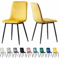 Esszimmerstühle lexi im 2er Set, mit Samtbezug & Metallbeinen, Designerstuhl, Gelb von MCC DIRECT