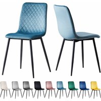 Esszimmerstühle lexi im 2er Set, mit Samtbezug & Metallbeinen, Designerstuhl, Hellblau von MCC DIRECT