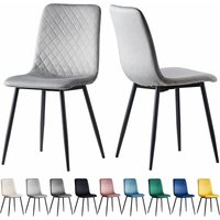 Mcc Direct - Esszimmerstühle lexi im 2er Set, mit Samtbezug & Metallbeinen, Designerstuhl, Hellgrau von MCC DIRECT