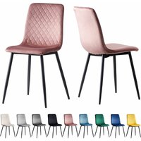 Esszimmerstühle lexi im 2er Set, mit Samtbezug & Metallbeinen, Designerstuhl, Rosa von MCC DIRECT