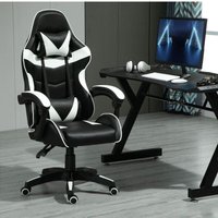 Mcc Direct - mcc Drehbarer Gaming-Stuhl, Kunstleder, Heimbürostuhl, Schreibtischstuhl, mit Kippfunktion, Modell a, Weiß - white von MCC DIRECT
