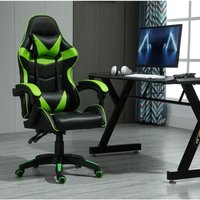 Mcc Direct - mcc Drehbarer Gaming-Stuhl, Kunstleder, Heimbürostuhl, Schreibtischstuhl, mit Kippfunktion, Modell a, Grün - green von MCC DIRECT