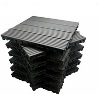 Paket Terrassenfliesen 1 m² aus Holzverbundstoff Modular (11 Fliesen 30 x 30 cm ) - Farbe - Karbongrau, Breite - 30 cm, Länge - 30 cm, bedeckte von MCCOVER