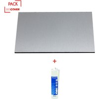 Wendbares Spritzschutz-Set aus gebürstetem Aluminium / Rohaluminium 2000 x 100 x 0,3 cm + transparentes Silikondichtmittel – Farbe – gebürstetes von MCCOVER