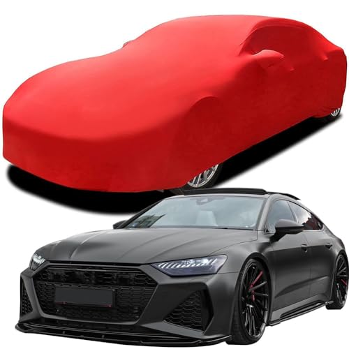 MCDA Auto Abdeckung für Audi RS 7 Sportback Akrapovic 2023 2024 2025, Indoor Schutz Elastisch Atmungsaktiv Staubschutz Weich Stretch Stoff Autoabdeckung,Red von MCDA