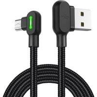 Led 90 Grad Micro-USB 3M Ladekabel Winkel usb Kabel abgewinkelt Nylon geflochten Schnellladegerät Daten Sync l Form Kabeladapter kompatibel mit von MCDODO