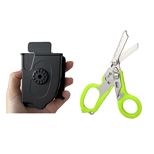MCDSAJ 6 in 1 Multifunktions-Klappschere, Notfallschere mit Gurtschneider und Glasbrecher, Outdoor Camping Rettungsschere Werkzeuge, Schwarz mit Scheide von MCDSAJ