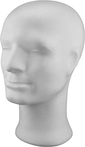MCE-Commerce A33M8693 Styropor Kopf Mann, Höhe 300 mm, Polystyrol (PS), Weiss, 300 x 210 x 170 mm von MCE-Commerce