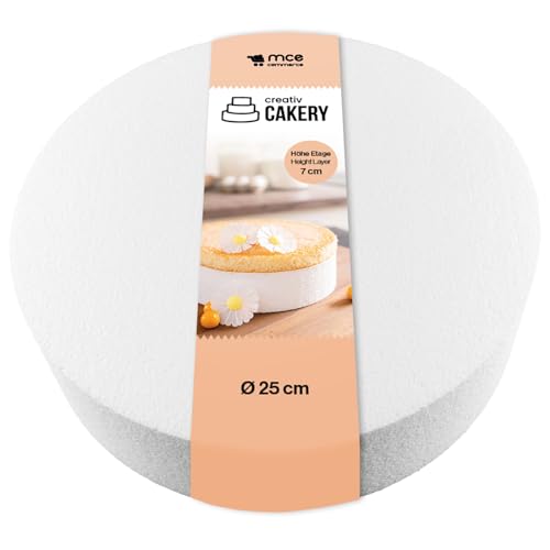 MCE-Commerce A39951425 Torten Dummy Styropor Scheibe, Weiß, 25cm von MCE-Commerce