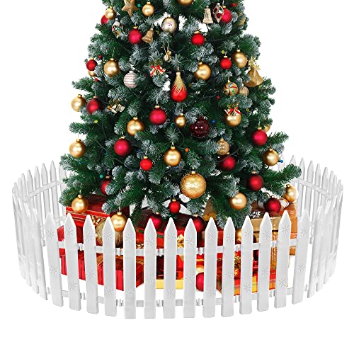 MCEAST 36 Stück Weihnachtsbaumzäune Weiß Lattenzaun Bordüre 11,7 x 30,5 cm Mini Kunststoff Dekorative Zäune Weihnachtsbaum Barriere für Hunde Kinder Zuhause Hochzeit Feengarten Party von MCEAST