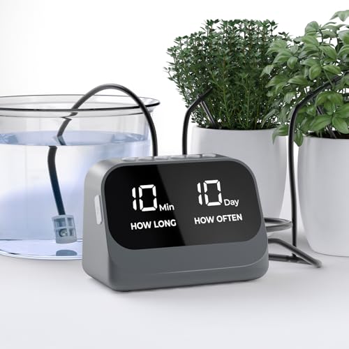 Automatisches Pflanzenbewässerungssystem, selbstbewässerndes Pflanzensystem, automatisches Tropfbewässerungsset mit programmierbarem Timer, LED-Display, USB-Strombewässerungssystem für Topfpflanzen von MCHERRY