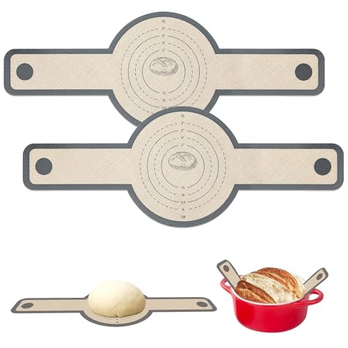 Silikon-Brotschlinge für Dutch Oven, 2 Stück, antihaftbeschichtet und leicht zu reinigen, wiederverwendbar, Silikon-Brotbackmatte mit langen Griffen, einfach zu übertragen von Sauerteigbrot Silikon-Brotschlinge für Dutch Oven, 2 Stück, antihaftbeschichtet und leicht zu reinigen, wiederverwendbar, Silikon-Brotbackmatte mit langen Griffen, einfach zu übertragen von Sauerteigbrot von MCHERRY