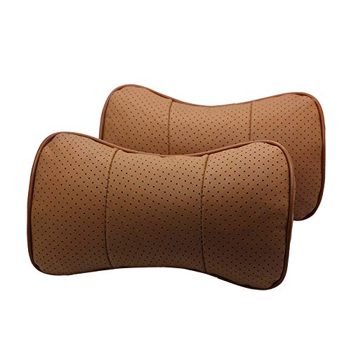 MCHHYL Autokopfkissen für Audi A3 8P 8L A6 4F A4 A6 A5 A7 Q2 Q3 Q5 Q7, Auto Kopfstütze Kissen Autokopfkissen für Das Autofahren mit Verstellbaren Trägern,Brown von MCHHYL