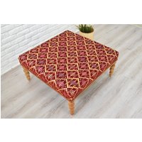 Amazing Square Couchtisch Mit Holzbeinen/Kilim Pouf Ottoman Qualitäts Holz Arbeitsbank Ottomanisch Quadratisch Bank Fußhocker von MCHOMESTORE