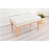 Großer Fußhocker Ottomane, Klaviersitz, Gepolsterte Holzarbeitsbank, Bauernhaus Und Modernes Dekor Schlafzimmerbettfrontbank Ottomane Pouffe von MCHOMESTORE