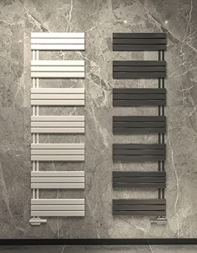 MC Heat Badheizkörper 400 x 1640 mm - Handtuchwärmer Weiß - Mit versetztem Mittelanschluss - Eleganter Paneelheizkörper - Beidseitig montierbar von MCHeat
